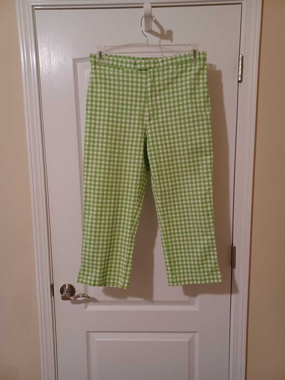 Women's Green Gingham Cropped Pants